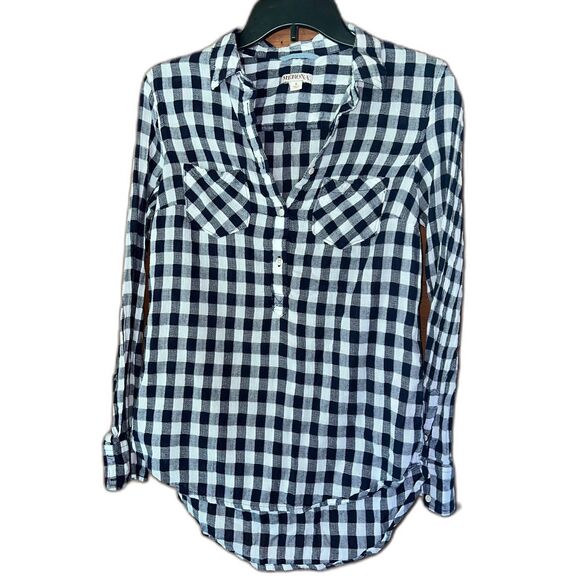 Merona Blue & White Checkered Tunic Small - Picture 1 of 5